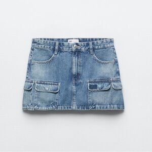 Zara denim cargo skirt